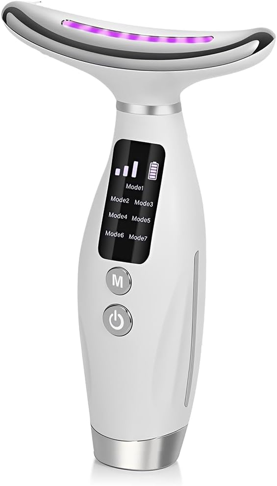 Massaggiatore Elettrico Viso Antirughe Lifting: Face Massager con 7 Modalità 7 Colori LED EMS Microcorrente Massaggio - Dispositivo Bellezza 45 ℃ Terapia Della Luce Per Rassodante Facial Collo e Mento