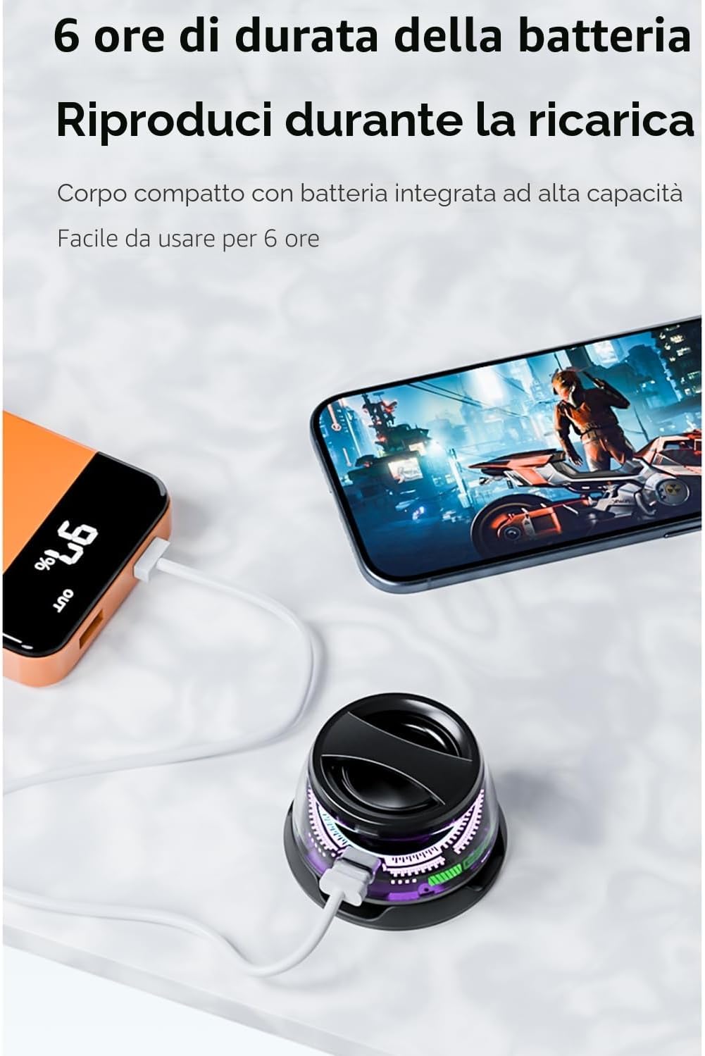 Mini Altoparlante Magnetico Bluetooth G200 con Supporto Telefono