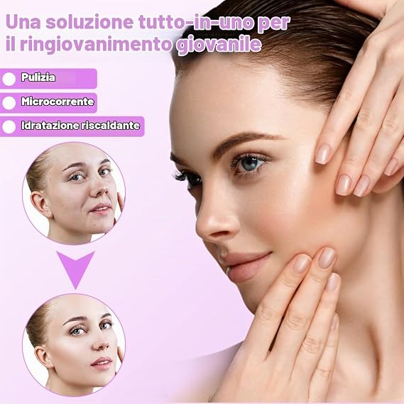 Massaggiatore Elettrico Viso Antirughe Lifting: Face Massager con 7 Modalità 7 Colori LED EMS Microcorrente Massaggio - Dispositivo Bellezza 45 ℃ Terapia Della Luce Per Rassodante Facial Collo e Mento