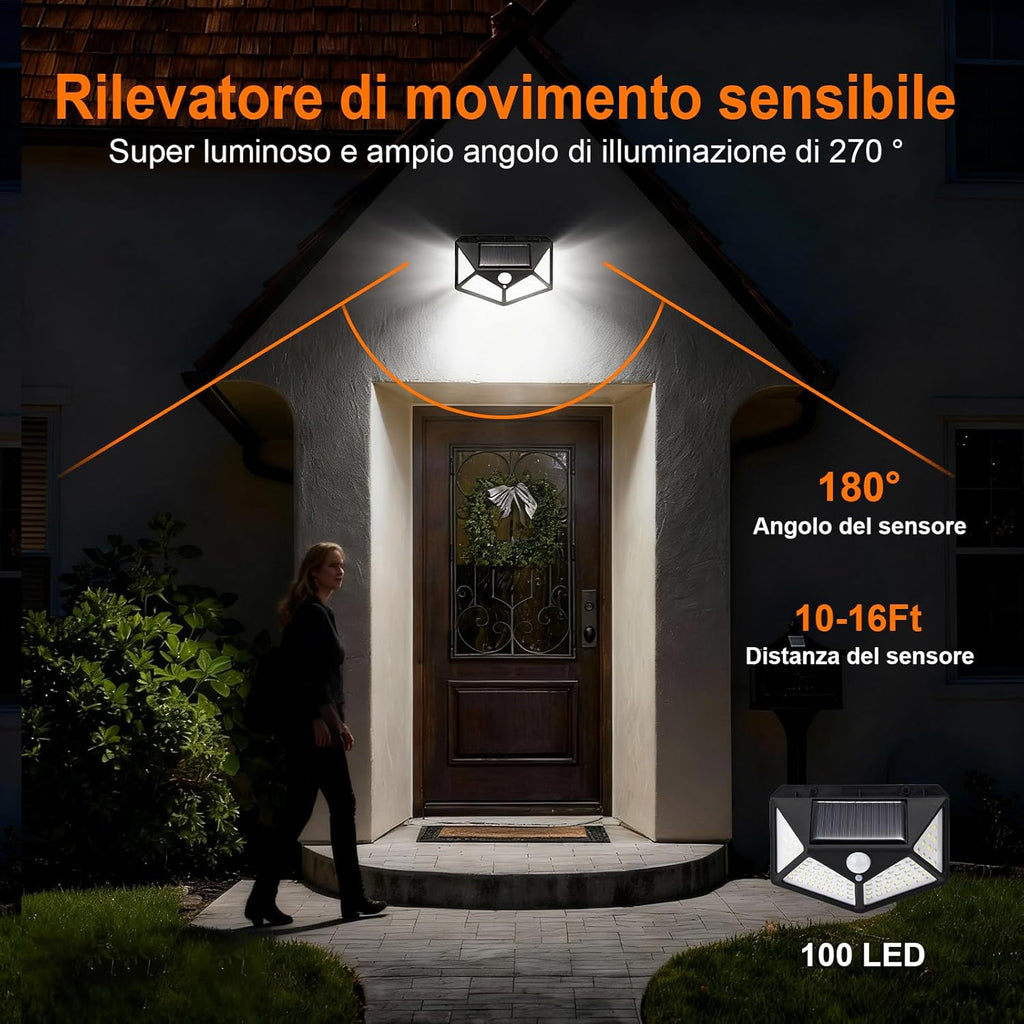 Faretto LED Solare da Esterno con Sensore di Movimento